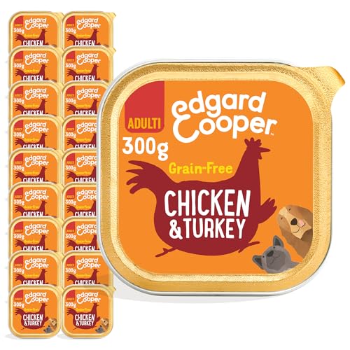 Edgard & Cooper Nassfutter für Hunde, (Huhn & Truthahn, 300g x 18), Getreidefrei, natürliche Zutaten und frisches Fleisch, voller essentieller Aminosäuren von Edgard Cooper