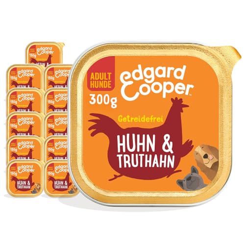 Edgard & Cooper Nassfutter für Hunde, (Huhn & Truthahn, 300g x 18), Getreidefrei, natürliche Zutaten und frisches Fleisch, voller essentieller Aminosäuren von Edgard Cooper