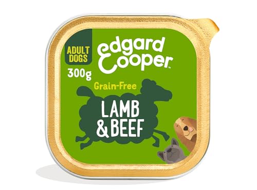 Edgard & Cooper Hundefutter Nass Pate Hund Erwachsene Getreidefrei Nassfutter Natürliche Nahrung 300g x 18 Frisches Lamm & Rind, Gesunde Ernährung, Schmackhaft, Ausgewogen, Hochwertige Proteine von Edgard Cooper