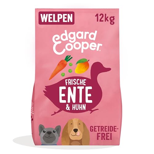 Edgard & Cooper Hundefutter Trocken Getreidefrei Welpenfutter Welpen Hund Junior 12kg Ente & Huhn mit viel frischem Fleisch, Schmackhafte und ausgewogene nahrung von Edgard Cooper