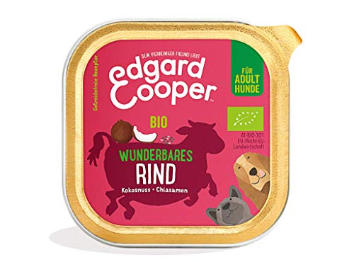 Edgard & Cooper Hundefutter Nass Bio Pate Hund Erwachsene Getreidefrei Nassfutter Biologische Hundenahrung 100g x 17 Frisches Rindfleisch, Schmackhafte, Ausgewogene Ernährung, Hochwertige Proteine von Edgard Cooper