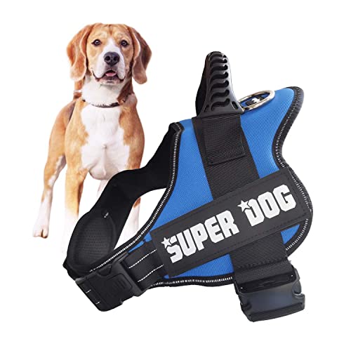 Edipets, Arnes Hundegeschirr, gegen Ziehen, für große, mittelgroße und kleine Hunde, zugelassen, reflektierend, atmungsaktiv, gepolstert, verstellbar, für Training (S, Blau) von Edipets