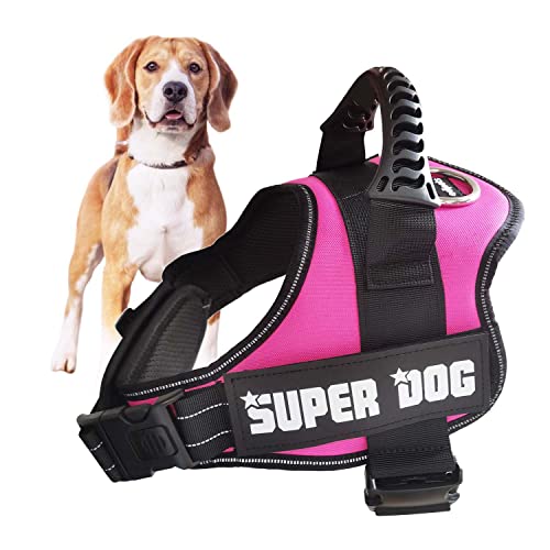 Edipets, Hundegeschirr, Anti Pull, für Große, Mittlere und Kleine Hunde, Gepolstert, Atmungsaktiv, Verstellbar, Reflektierend, Trainingsweste (Größe XXL, Rosa) von Edipets