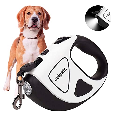 Edipets, Hundeleine, Ausziehbar 5M, mit LED-Taschenlampe, für Training und Spaziergänge, Rolleine, Kleine, Mittelgroße und Große Hunde (5 m) von Edipets