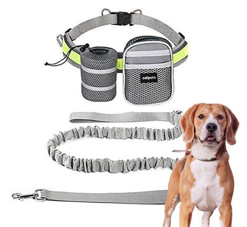 Edipets, Joggingleine Hunde, Laufleine für Hunde, Joggen, Laufen, Gürtel, Anti-Rutsch, 144 bis 192 cm, Vorderrad, Fahrrad, Outdoor, Sport und Freizeitaktivitäten (Grau) von Edipets