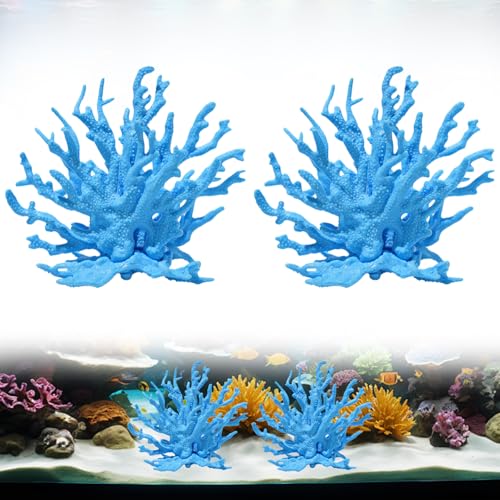 2 Stück Aquarium Deko Künstliche Korallen Haze,Garnelen Aquarium & Aquarienpflanze Echt, Zubehör für Landschaftsbau Wasserlandschaft Dekoration Decor Mikromodell（Blau） von Editbar