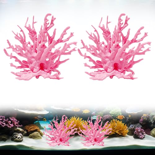 2 Stück Aquarium Deko Künstliche Korallen Haze,Garnelen Aquarium & Aquarienpflanze Echt, Zubehör für Landschaftsbau Wasserlandschaft Dekoration Decor Mikromodell（Rosa） von Editbar