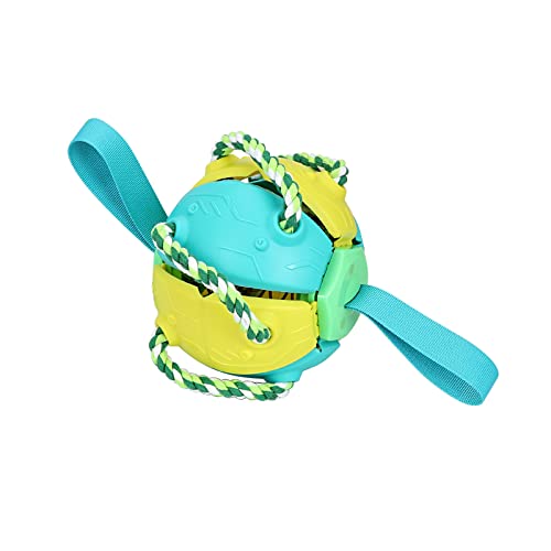 Edoxus Hundeball Frisbee für Hunde Großer Ball für Haustier mit Schnur Unzerstörbar Hundespielzeug Bälle Intelligenz Hundebälle mit Greif-Bänder Interaktives Trainingsball (Gelb-Blau) von Edoxus