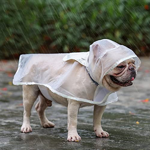 Edoxus Hunderegenmantel Haustier Verstellbar Regenjacke mit Kapuze Transparent Wasserdicht Hundejacke Eva Poncho für Kleine Mittlere Hunde, L von Edoxus