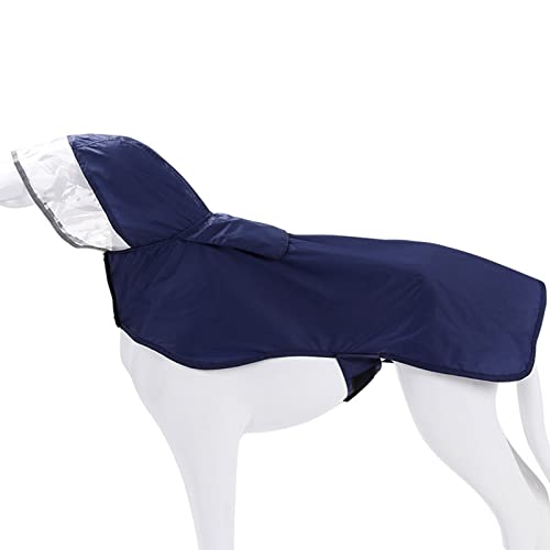 Edoxus Hunderegenmantel Wasserdicht Hundemantel Verstellbarer Nylon Hunde Regenjacke mit Kapuze und Reflektoren für Trockene & Sichere Gassigänge, Blau, L von Edoxus