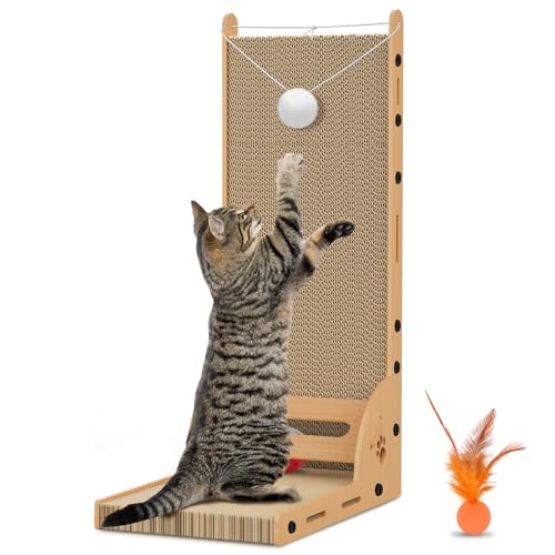 Edteanu 62,5 cm Kratzbrett Katze kratzpappe für Katzen, Katze Kratzer Pad für Indoor Katzen Ecken kratzbrett mit Klingelkugeln, Plüschkugeln, Rattan, X-Large Edteanu 62,5 cm Kratzbrett Katze kratzpappe für Katzen, Katze Kratzer Pad für Indoor Katzen Ecken kratzbrett mit Klingelkugeln, Plüschkugeln, Rattan, X-Large von Edteanu