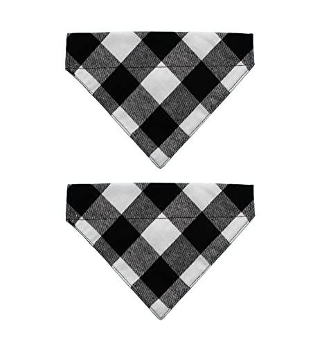 EechicSpace 2 Stück Flanell-Hundehalstücher über Halsband, Weiß und Schwarz, Buffalo Plaid für Katzen und extra kleine Hunde von EechicSpace