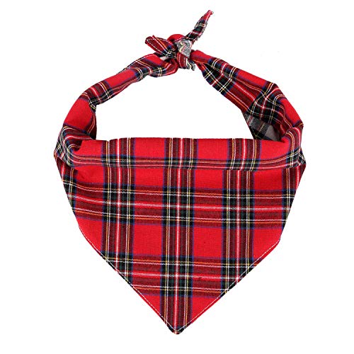 EechicSpace Hundehalstuch, Größe M, kariert, für mittelgroße Hunde, 63,5 cm, Rot von EechicSpace
