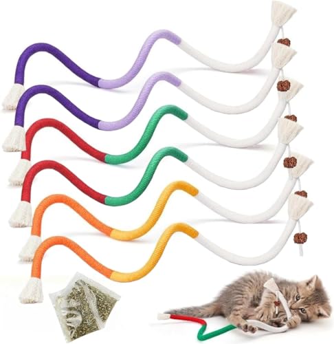 Celery Pets Cat Chew Rope,Catnip-Infused Organic Cotton Chew Rope Toys for Cats,Interactive Cat Chew Toy Bite Rope,Kitten Teething Toys,Safe Catnip Toys for Cat Rope Chew Toy, Stress Relief (6 Pcs) von Eeiiey