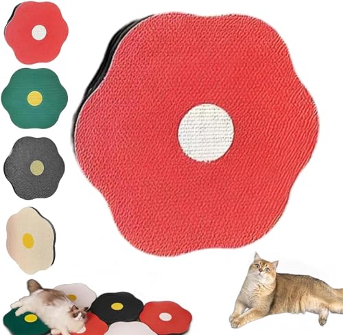 Flower Scratching Pad for Cats on Wall,Cat Wall Scratcher Corrugated Cardboard,Cat Scratcher Wall Mounted Scratch Pad,Cat Nail File Scratcher,Cat Scratching Mat Furniture Protector (Red) von Eeiiey