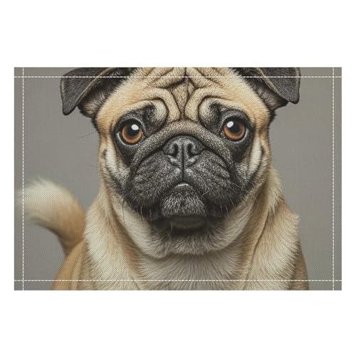Platzsets mit Mops-Motiv, rechteckig, für Innen- und Außenbereich, hitzebeständig, waschbar, PVC, Tischmatten für Party, Küche, Esszimmer, Dekoration, 44 x 30 cm, 1 Stück Platzsets mit Mops-Motiv, rechteckig, für Innen- und Außenbereich, hitzebeständig, waschbar, PVC, Tischmatten für Party, Küche, Esszimmer, Dekoration, 44 x 30 cm, 1 Stück von Eekstdbn