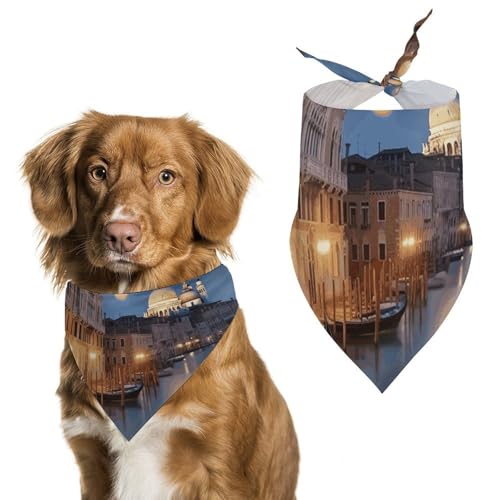 Schönes Hundehalstuch, Motiv: Venedig bei Nacht, verstellbares Lätzchen, Taschentuch, Party-Dekoration, niedliches Dreieckstuch für kleine, mittelgroße Welpen, Katzen, Kostüm-Zubehör Schönes Hundehalstuch, Motiv: Venedig bei Nacht, verstellbares Lätzchen, Taschentuch, Party-Dekoration, niedliches Dreieckstuch für kleine, mittelgroße Welpen, Katzen, Kostüm-Zubehör von Eekstdbn