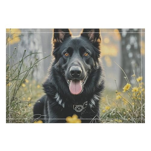 Tischsets mit schwarzem Schäferhund, rechteckig, für Innen- und Außenbereich, hitzebeständig, waschbar, PVC, Tischmatten für Party, Küche, Esszimmer, Dekoration, 1 Stück Tischsets mit schwarzem Schäferhund, rechteckig, für Innen- und Außenbereich, hitzebeständig, waschbar, PVC, Tischmatten für Party, Küche, Esszimmer, Dekoration, 1 Stück von Eekstdbn