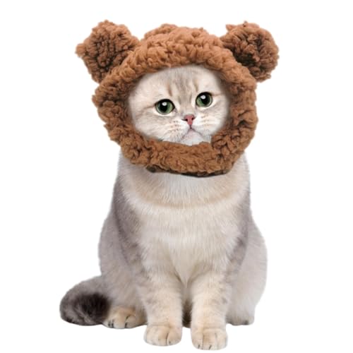 Eelogoo Haustier-Kopfbedeckungsmütze,Warme Bärenmütze für Hunde - Atmungsaktive kleine Kätzchen-Kostüm-Haustiermütze, Kopfbedeckung, Mütze für Haustiere, Welpen, Katzen von Eelogoo