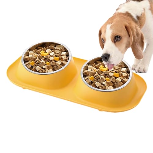 Eelogoo Hundefutternapf - Doppelschüssel aus Edelstahl - rutschfeste Doppel-Wasser- und Futternäpfe für Hunde für kleine Welpen, Katzen, Hunde und mittelgroße Haustiere von Eelogoo