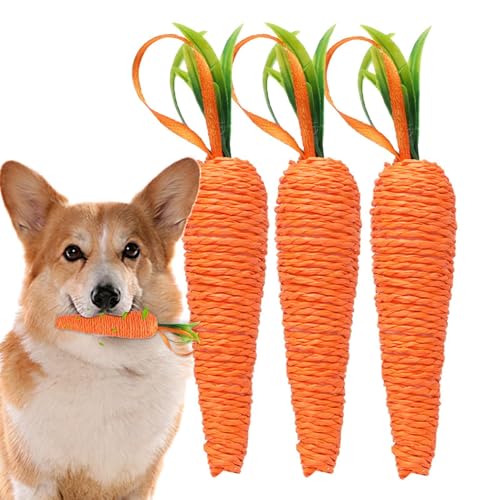 Eelogoo Karottenspielzeug für Hunde, Karottenkauspielzeug für Kaninchen,3-teiliges Hundespielzeug - Hundespielzeug, Hasen-Zahnspielzeug, Kaninchenspielzeug, Welpen-Kauspielzeug, von Eelogoo