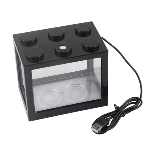 Eeneme Aquarium Deko Aquarium Mini Aquarium USB LED Licht Lampe Aquarium Box für Büro Teetisch Dekoration (Schwarz) von Eeneme