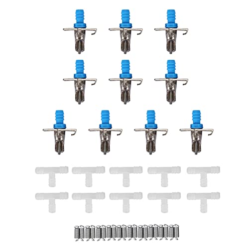 Eeneme Automatisches Kaninchen-Wassernippel-Set – 10-teiliges Kaninchen-Trinknippel-Trinkwasserwerkzeug, Doppelte Hängefedern von Eeneme