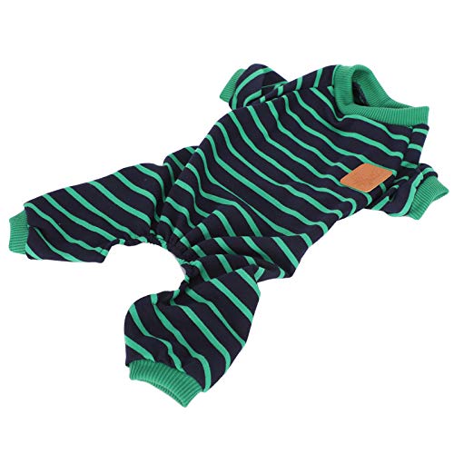 Eeneme Haustier-Pyjama, Weiche Strickkleidung, Gemütlicher 4-Fuß-Overall, Gestreift, für Hunde, Welpen, Katzen (Grün) von Eeneme