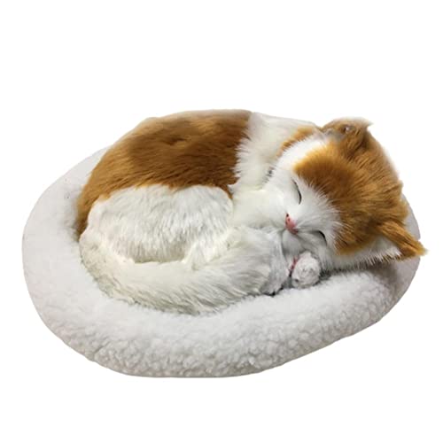 Eeneme Realistische Schlafende Katzenspielzeugspielzeugatming Katzengefüllte Tierpuppe mit Mattenplüschspielzeug für Kinder Home Ornament (A) von Eeneme