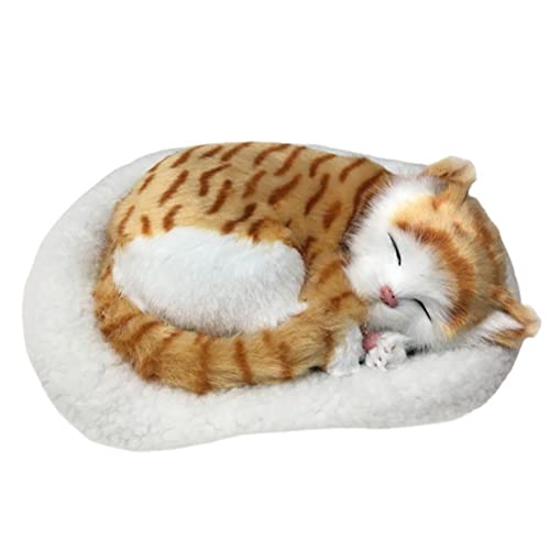 Eeneme Realistische Schlafende Katzenspielzeugspielzeugatming Katzengefüllte Tierpuppe mit Mattenplüschspielzeug für Kinder Home Ornament (B) von Eeneme