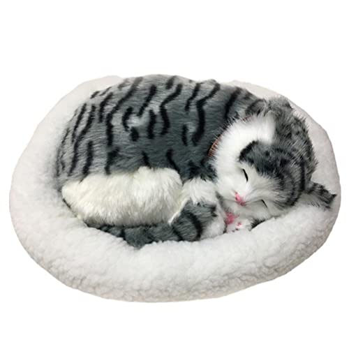 Eeneme Realistische Schlafende Katzenspielzeugspielzeugatming Katzengefüllte Tierpuppe mit Mattenplüschspielzeug für Kinder Home Ornament (D) von Eeneme