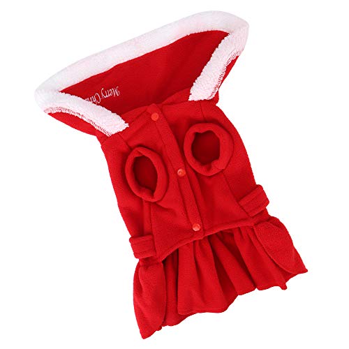 Eeneme Winter Weihnachten Süße Rote Hundekleidung Kleid für Kleine Hunde Welpenjacke Kleidung Outfit Kleidung (S) von Eeneme
