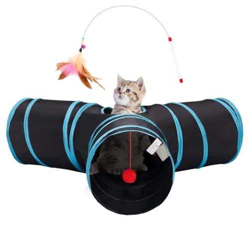 Eeuye Tunnel-Röhrenspielzeug für Katzen, 3-Fach Zusammenklappbar, Tunnel für Hauskatzen, Spielzeugball für Katzen, Katzenwelpen, Kätzchen, Kaninchen Eeuye Tunnel-Röhrenspielzeug für Katzen, 3-Fach Zusammenklappbar, Tunnel für Hauskatzen, Spielzeugball für Katzen, Katzenwelpen, Kätzchen, Kaninchen von Eeuye