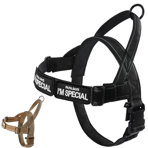 Hundegeschirr Verstellbar für Kleine Mittlere Große Hunde, Reflektierend Ausbruchsicher Ohne Zug, Hundegeschirr Jagd Training Outdoor Schwarz M (Black-M) von Eeyfarog