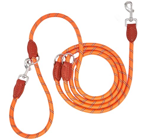 Hundeleine 3m für Große Mittelgroße Hunde mit Reflektierend Führleine Verstellbare Nylon Doppelleine aus Nylon mit 2 Karabinerhaken 3 Ringen14mm Orange Hundeleine 3m für Große Mittelgroße Hunde mit Reflektierend Führleine Verstellbare Nylon Doppelleine aus Nylon mit 2 Karabinerhaken 3 Ringen14mm Orange von Eeyfarog
