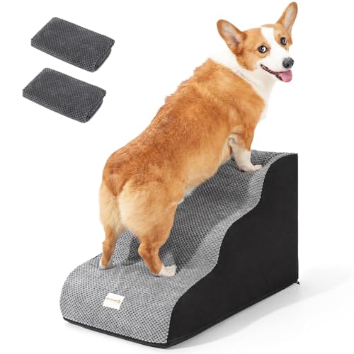 Hundetreppe 40CM für Kleine Hunde,wasserdichte Waschbar Hundetreppe 3 Stufen, sanft abfallende Haustiertreppe aus Schaumstoff,rutschfeste Katzentreppe für verletzte Katzen 40CM von Eeyfarog