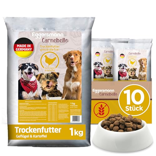 Eggersmann Carnebello - 10 kg Hundefutter trocken Geflügel & Kartoffel - Getreidefreies Hunde Trockenfutter für ernährungssensible Hunde - Trockenfutter für Hunde von Eggersmann Carnebello