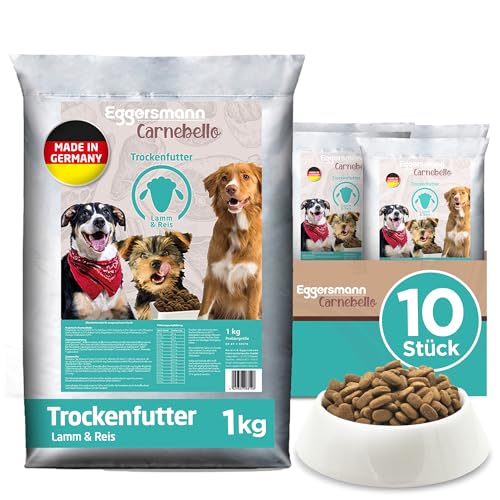 Eggersmann Carnebello - 10x1 kg Hundefutter trocken Lamm & Reis - Hunde Trockenfutter für ausgewachsene Hunde mit normalem Energiebedarf - Trockenfutter für Hunde von Eggersmann Carnebello