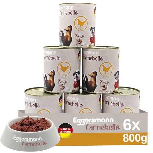 Eggersmann Carnebello - Hundefutter nass mit Geflügel (6 x 800 g) - Hundefutter Alleinfutter für ausgewachsene Hunde - schmackhaftes und hochwertiges Nassfutter für Hunde von Eggersmann Carnebello