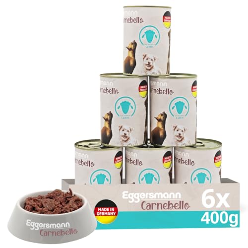 Eggersmann Carnebello - Hundefutter nass mit Lamm (6 x 400 g) - Hundefutter Alleinfutter für ausgewachsene Hunde - schmackhaftes und hochwertiges Nassfutter für Hunde von Eggersmann Carnebello