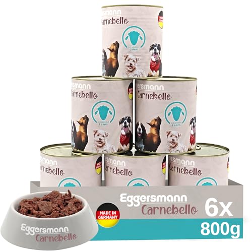 Eggersmann Carnebello - Hundefutter nass mit Lamm (6 x 800 g) - Hundefutter Alleinfutter für ausgewachsene Hunde - schmackhaftes und hochwertiges Nassfutter für Hunde von Eggersmann Carnebello