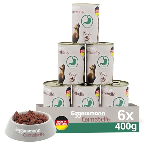 Eggersmann Carnebello - Hundefutter nass mit Pansen (6 x 400 g) - Hundefutter Alleinfutter für ausgewachsene Hunde - schmackhaftes und hochwertiges Nassfutter für Hunde von Eggersmann Carnebello