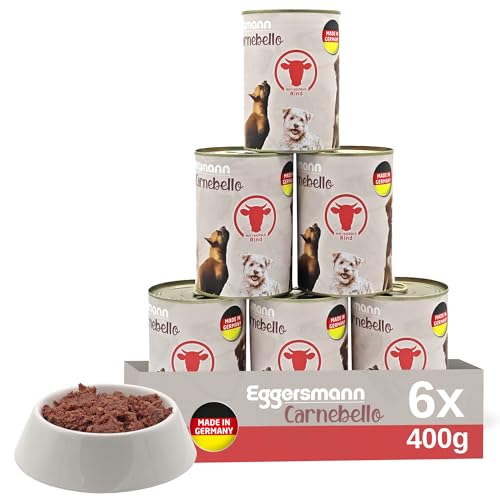 Eggersmann Carnebello - Hundefutter nass mit Rind (6 x 400 g) - Hundefutter Alleinfutter für ausgewachsene Hunde - schmackhaftes und hochwertiges Nassfutter für Hunde von Eggersmann Carnebello