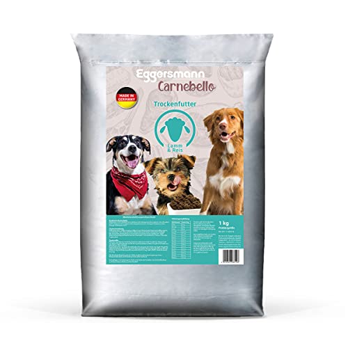 Eggersmann Carnebello - 1 kg Hundefutter trocken Lamm & Reis - Hunde Trockenfutter für ausgewachsene Hunde mit normalem Energiebedarf - Trockenfutter für Hunde von Eggersmann Carnebello