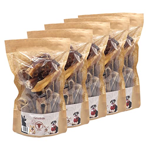 Eggersmann Carnebello - Natursnack Ochsenziemerabschnitte (5 x 200 g) - Hunde Snacks ohne Zusatzstoffe und besonders fettarm - Snack für Zahnpflege Hund im wiederverschließbaren Beutel von Eggersmann Carnebello