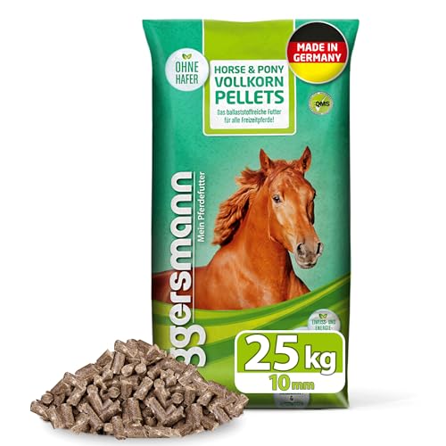 Eggersmann Mein Pferdefutter Horse & Pony Vollkorn Pellets 10 mm 25 kg – Ergänzungsfutter für Freizeitpferde – Ideal als alleiniges Krippenfutter – Eiweißreduziertes Pferdefutter ohne Hafer von Eggersmann Mein Pferdefutter