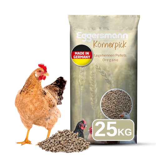 Eggersmann Körnerpick 25 kg Legehennen Pellets Oregano GVO frei - Hühner Futter - Premium Hühnerfutter - Pellets für Hühner Gänse und Enten in 3mm Pelletgröße Eggersmann Körnerpick 25 kg Legehennen Pellets Oregano GVO frei - Hühner Futter - Premium Hühnerfutter - Pellets für Hühner Gänse und Enten in 3mm Pelletgröße von Eggersmann Körnerpick
