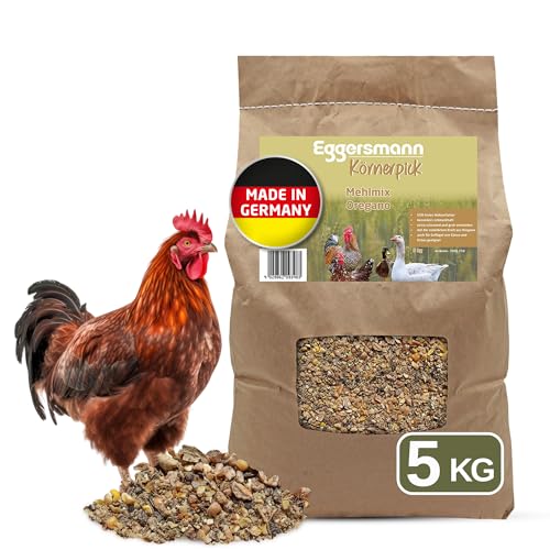 Eggersmann Körnerpick 5kg Hühnerfutter - Mehlmix Oregano - Hühner Legemehl mit der natürlichen Kraft aus Oregano - Premium Legemehl für Hühner Gänse und Enten (5.00 kg (1er Pack)) von Eggersmann Körnerpick