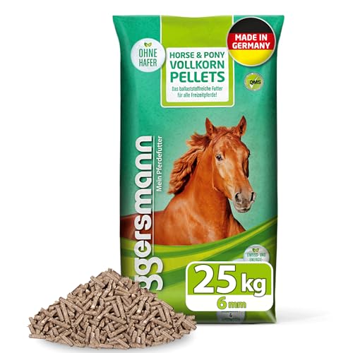 Eggersmann Mein Pferdefutter Horse & Pony Vollkorn Pellets 6 mm 25 kg – Ergänzungsfutter für Freizeitpferde – Ideal als alleiniges Krippenfutter – Eiweißreduziertes Pferdefutter ohne Hafer von Eggersmann Mein Pferdefutter