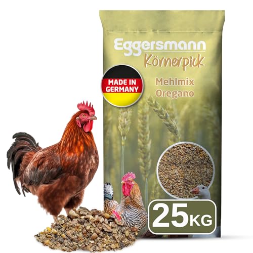 Eggersmann Körnerpick 25kg Hühnerfutter - Mehlmix Oregano - Hühner Legemehl mit der natürlichen Kraft aus Oregano - Premium Legemehl für Hühner Gänse und Enten (25 kg (1er Pack)) von Eggersmann Körnerpick